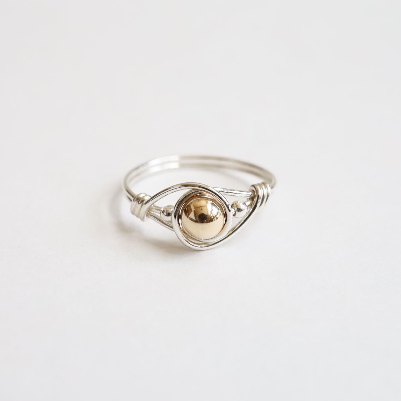 RNG Sterling Silver Wire Wrapped Ring with Gold Filled Ball
