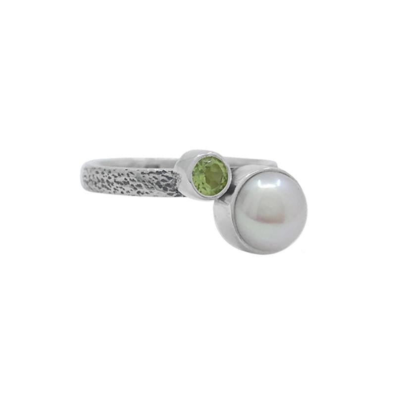 RNG Sterling Silver with Pearl & Peridot Ring