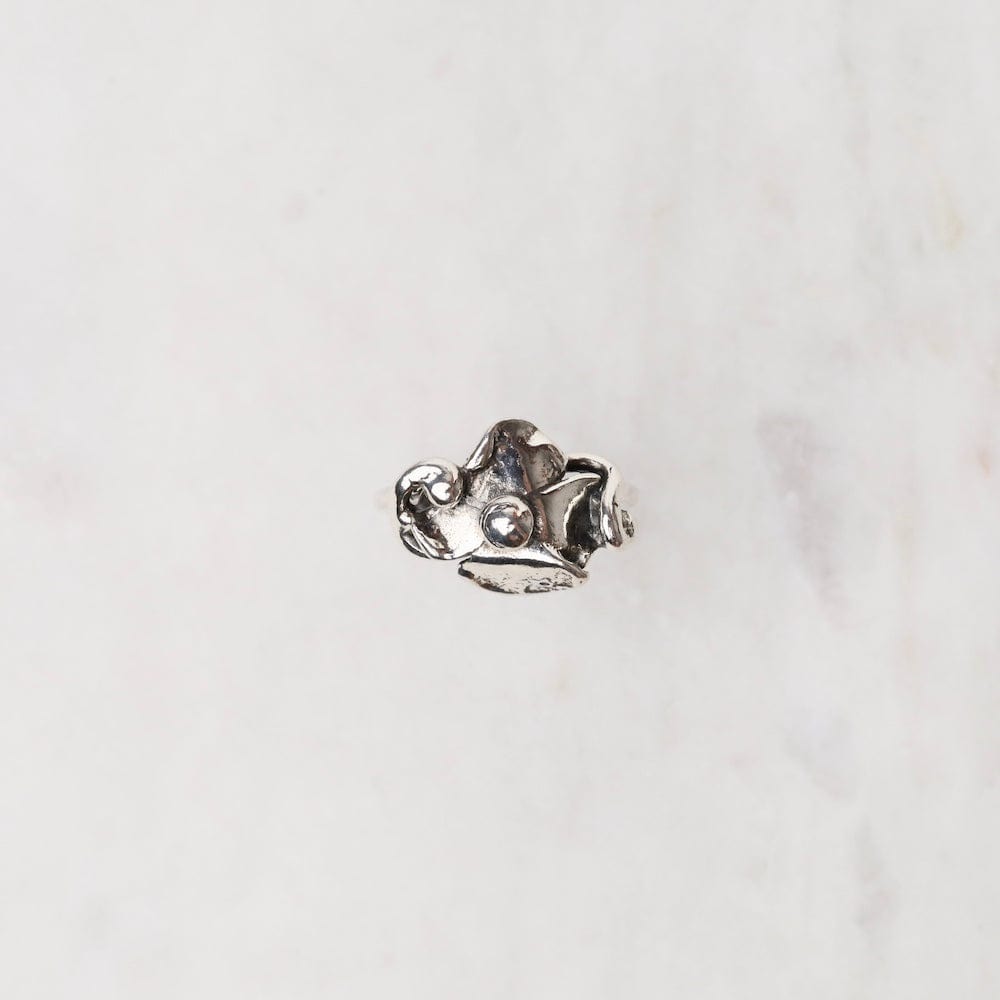 
                      
                        RNG Thin Band Abstract Sterling Silver Flower Ring
                      
                    