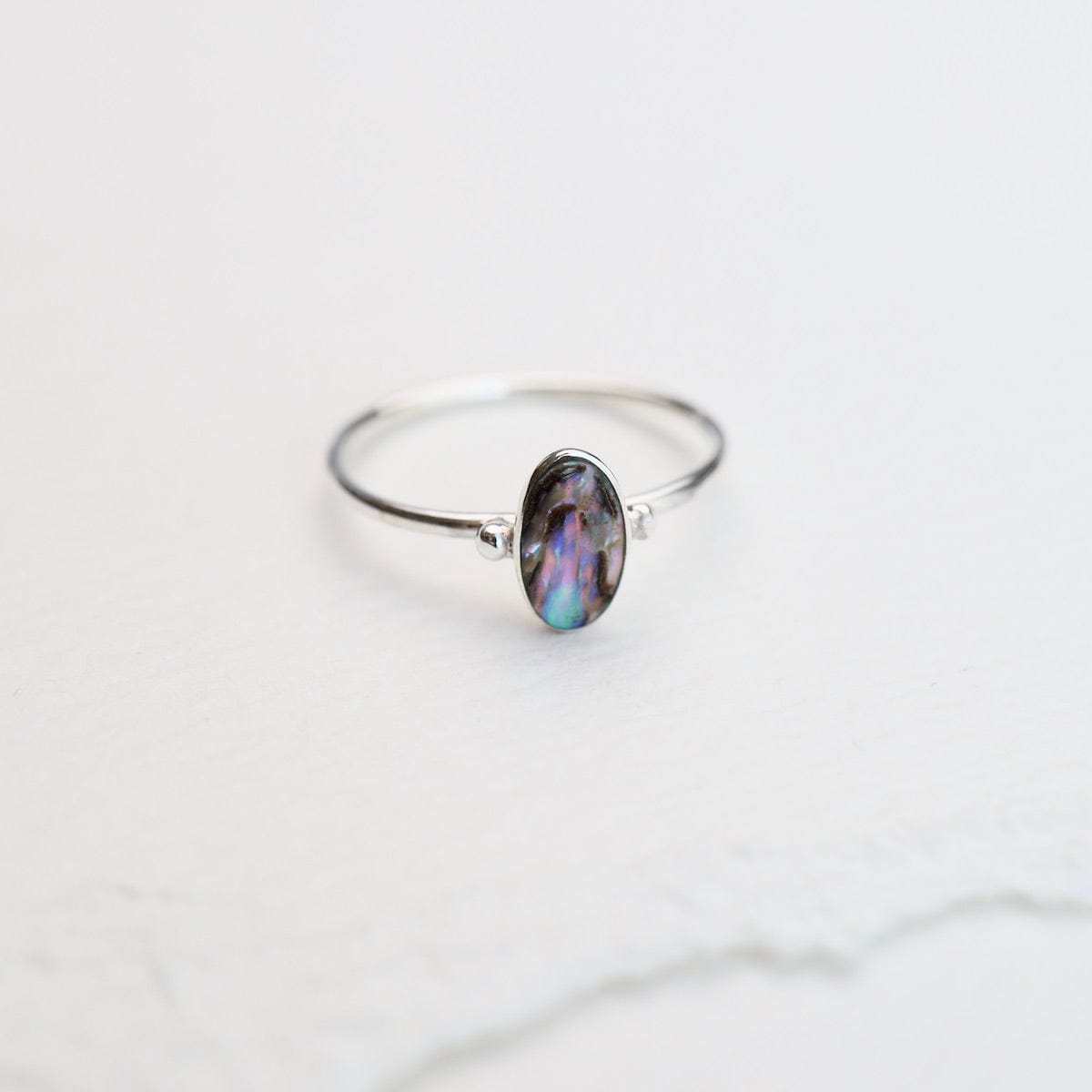 RNG Thin Oval Abalone Silver Ring