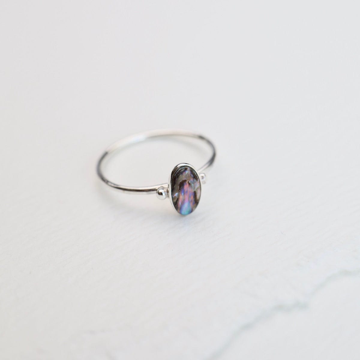 RNG Thin Oval Abalone Silver Ring