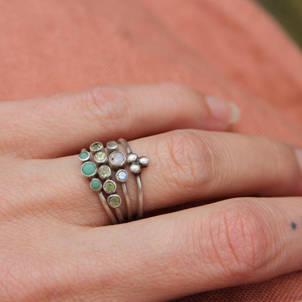 
                      
                        RNG Three Ball Granulated Cluster in Sterling Silver Ring
                      
                    