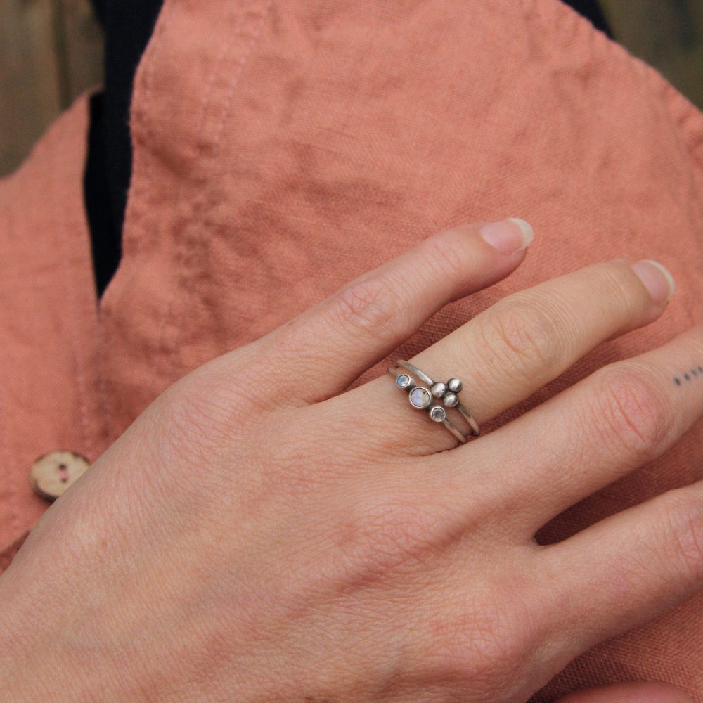 
                      
                        RNG Three Ball Granulated Cluster in Sterling Silver Ring
                      
                    