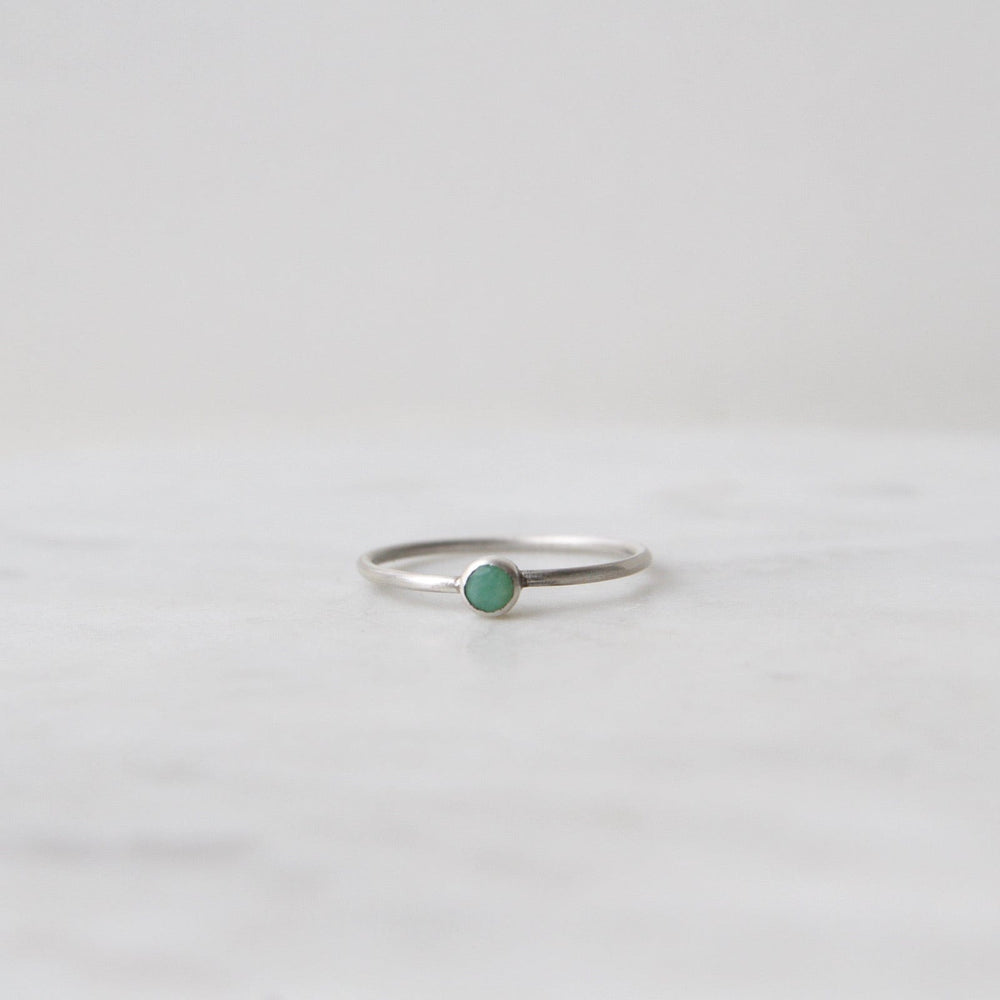 RNG Tiny Faceted Single Chrysoprase in Sterling Silver