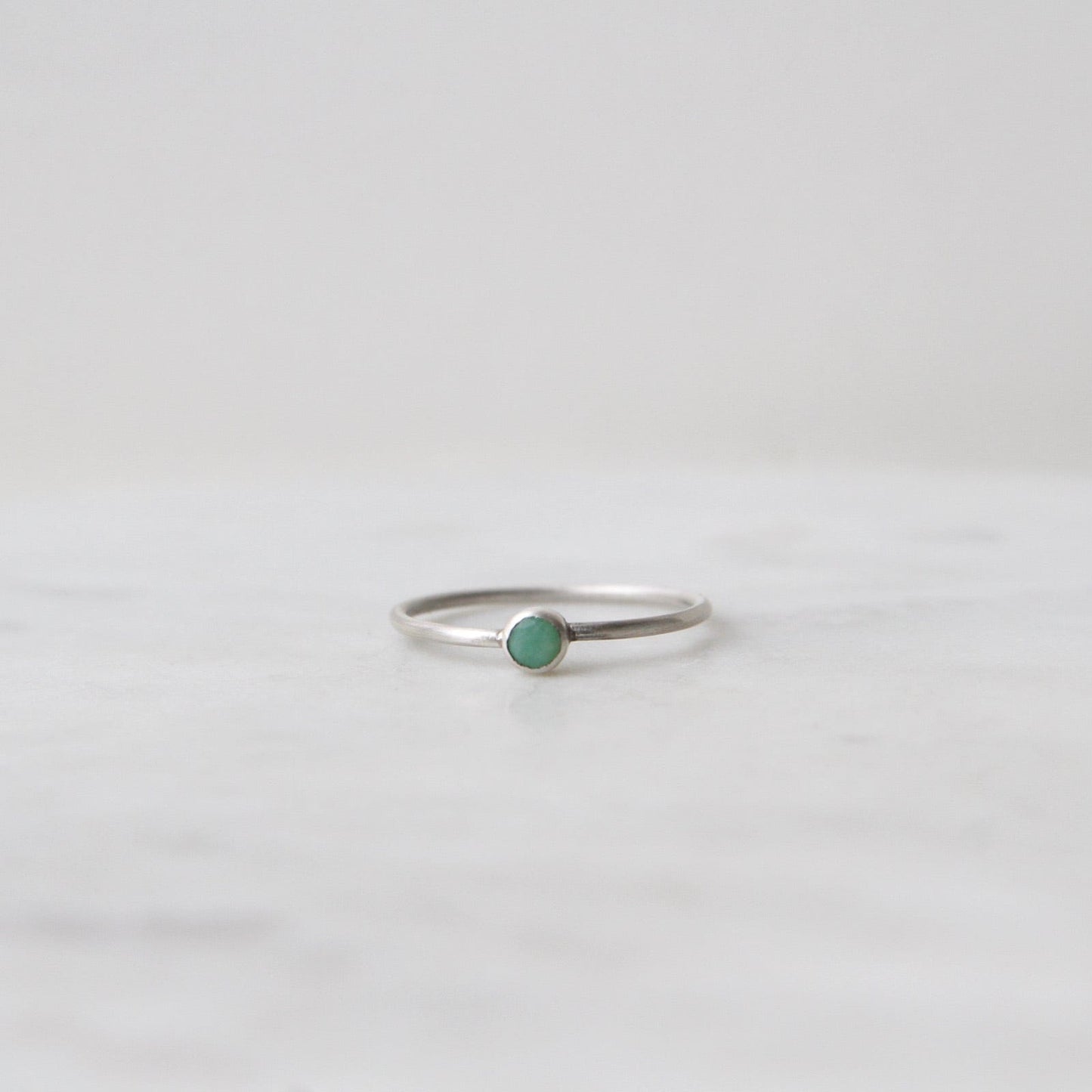 RNG Tiny Faceted Single Chrysoprase in Sterling Silver