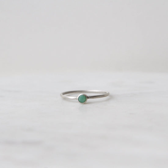 RNG Tiny Faceted Single Chrysoprase in Sterling Silver