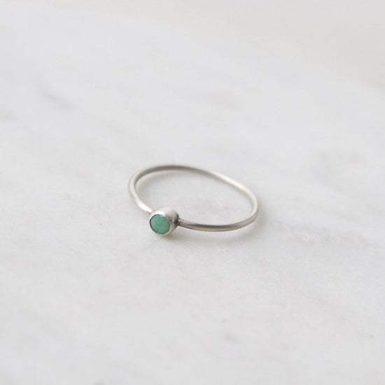RNG Tiny Faceted Single Chrysoprase in Sterling Silver