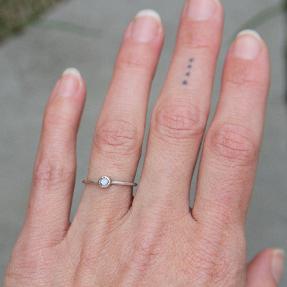 
                      
                        RNG Tiny Faceted Single Rainbow Moonstone in Sterling Ring
                      
                    