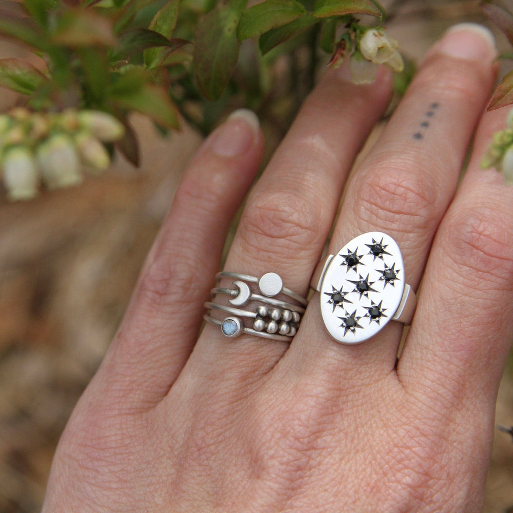 
                      
                        RNG Tiny Faceted Single Rainbow Moonstone in Sterling Ring
                      
                    