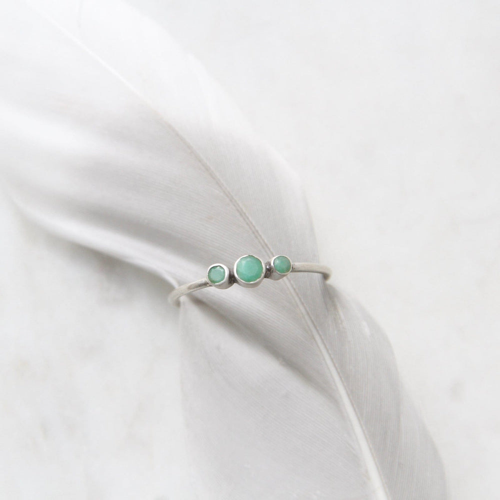 
                      
                        RNG Tiny Graduated Three Chrysoprase in Sterling Silver Ring
                      
                    