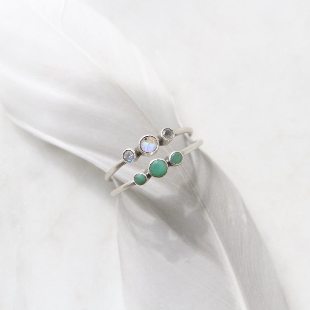 
                      
                        RNG Tiny Graduated Three Chrysoprase in Sterling Silver Ring
                      
                    