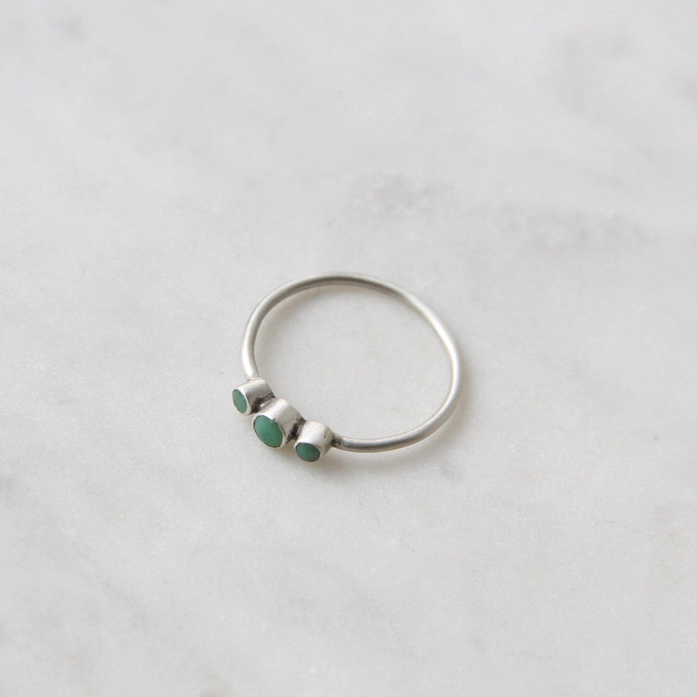 
                      
                        RNG Tiny Graduated Three Chrysoprase in Sterling Silver Ring
                      
                    