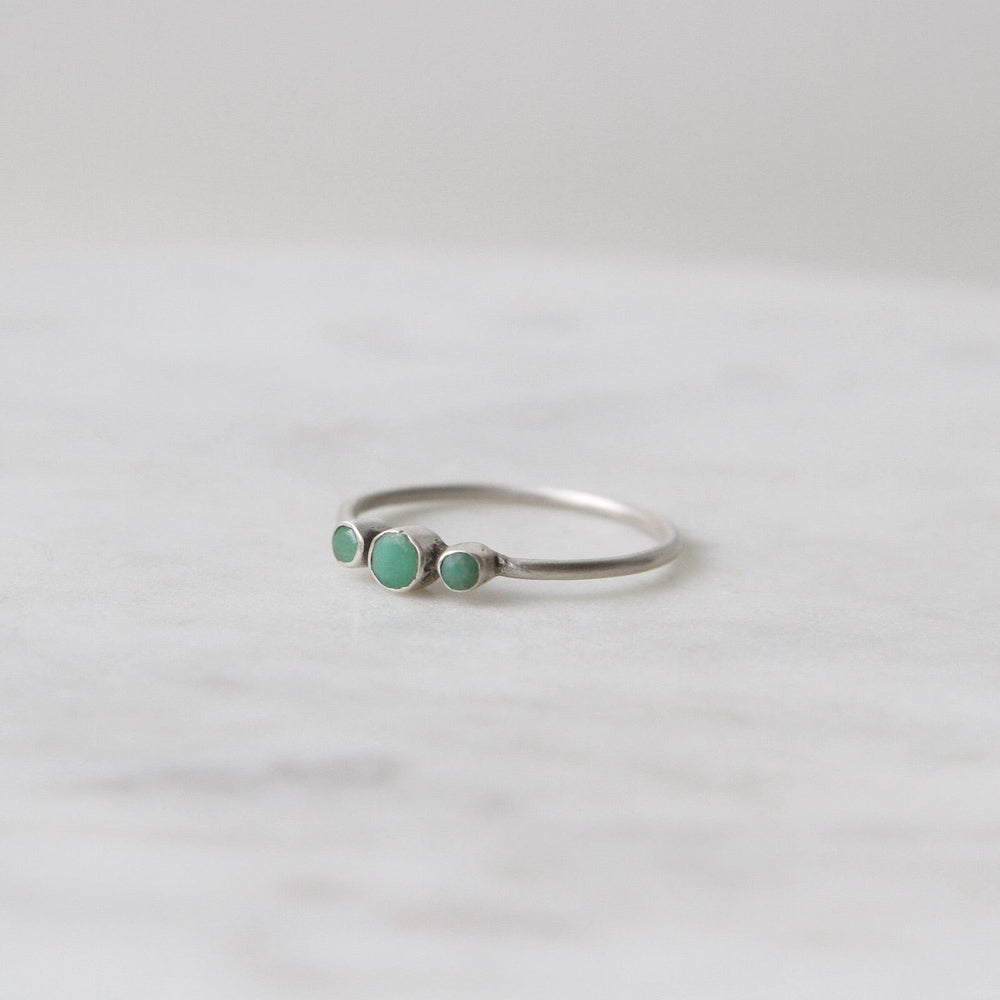 
                      
                        RNG Tiny Graduated Three Chrysoprase in Sterling Silver Ring
                      
                    