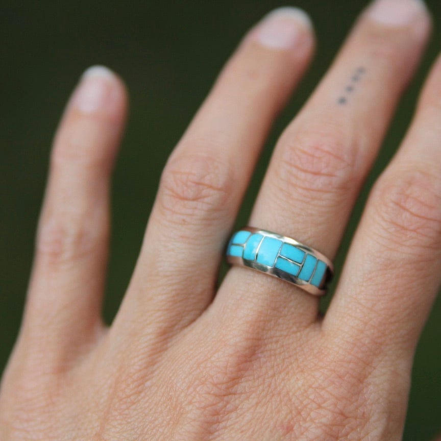 RNG Turquoise Inlay Ring by Glendis Tsadiasi