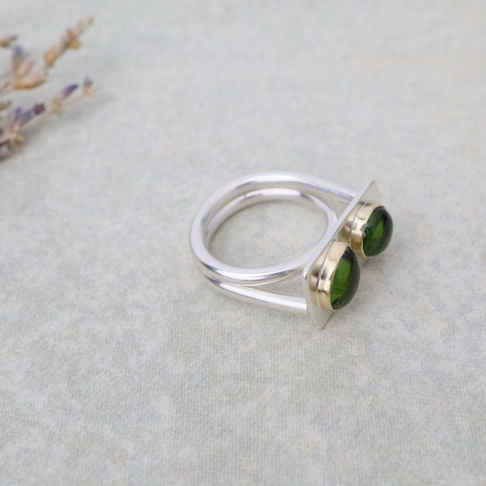 
                      
                        RNG Two Stone Green Tourmaline Monument Ring
                      
                    