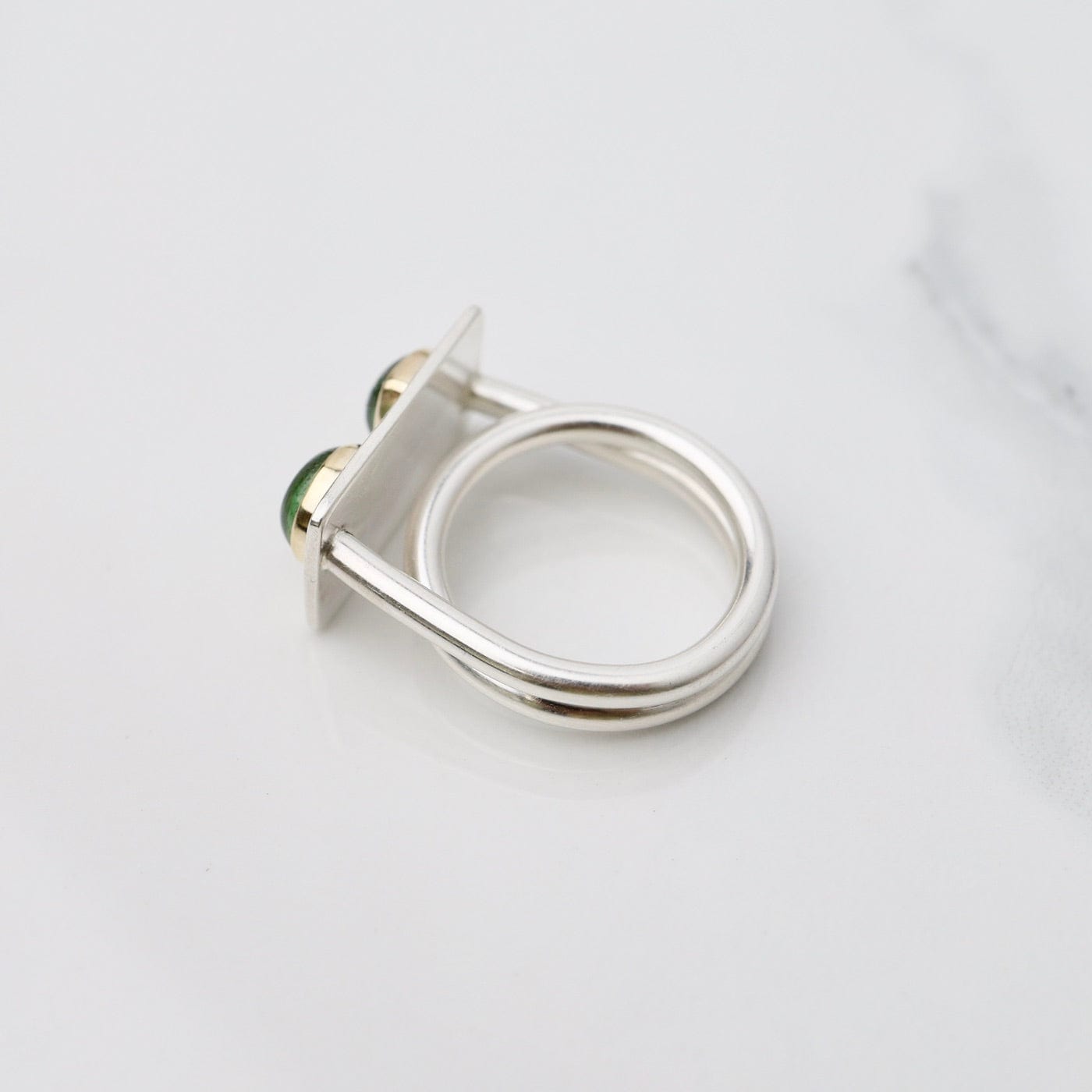RNG Two Stone GreenTourmailine Monument Ring - One of