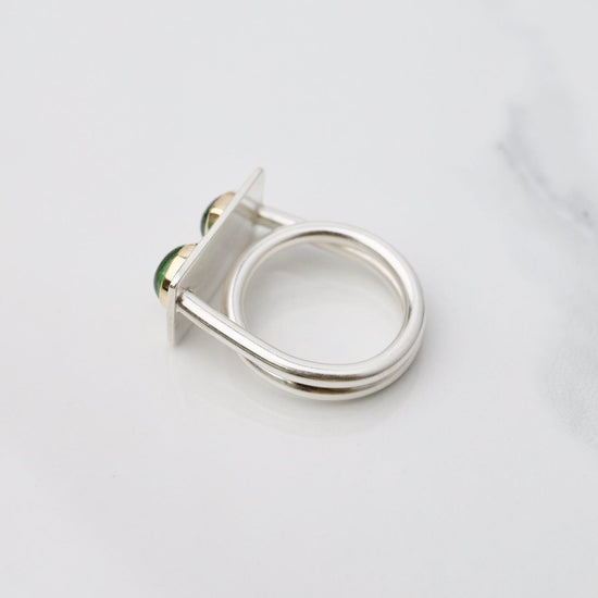 RNG Two Stone GreenTourmailine Monument Ring - One of