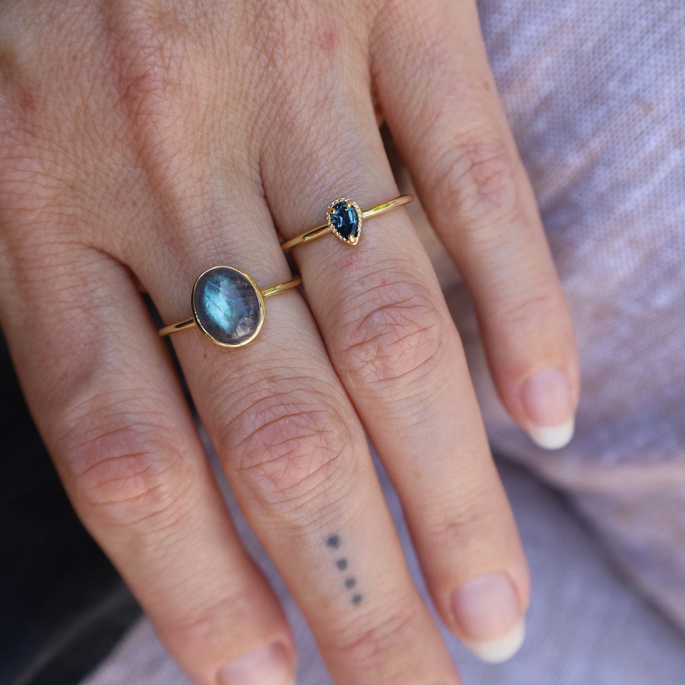 Gold Vermeil Bezel Set Labradorite Cabochon Ring – Dandelion Jewelry