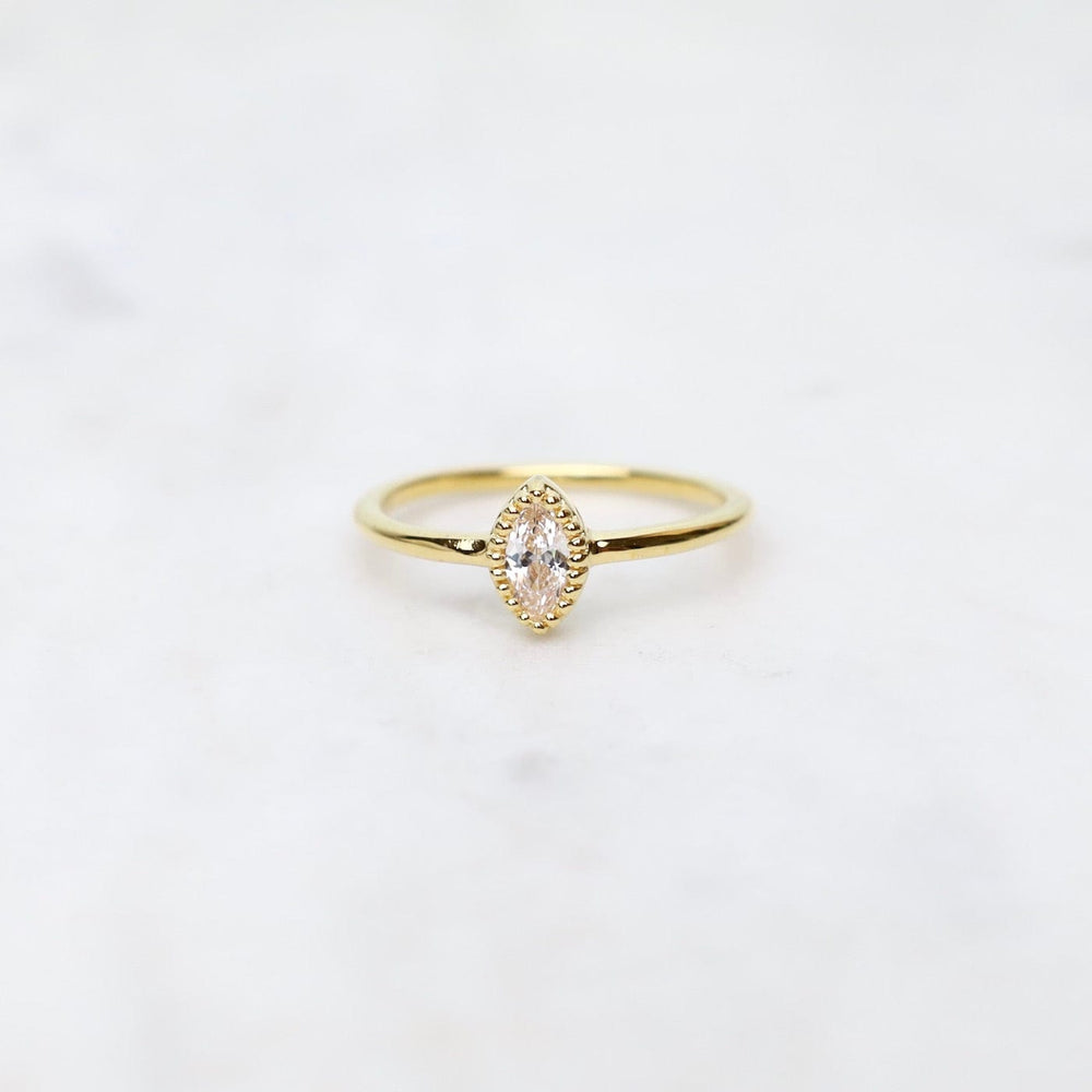 RNG-VERM Gold Vermeil Marquis Cut CZ Milgrain Edge Ring