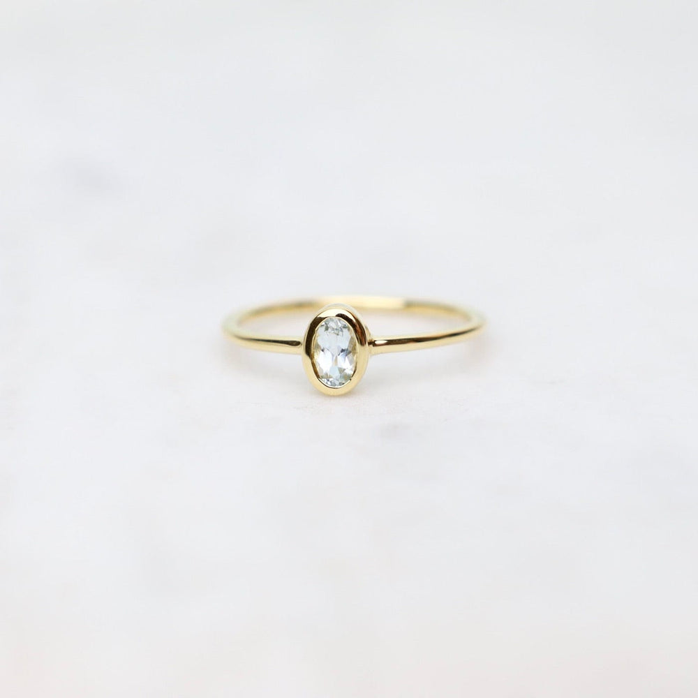 RNG-VERM Gold Vermeil Oval Bezel Set Aquamarine Ring