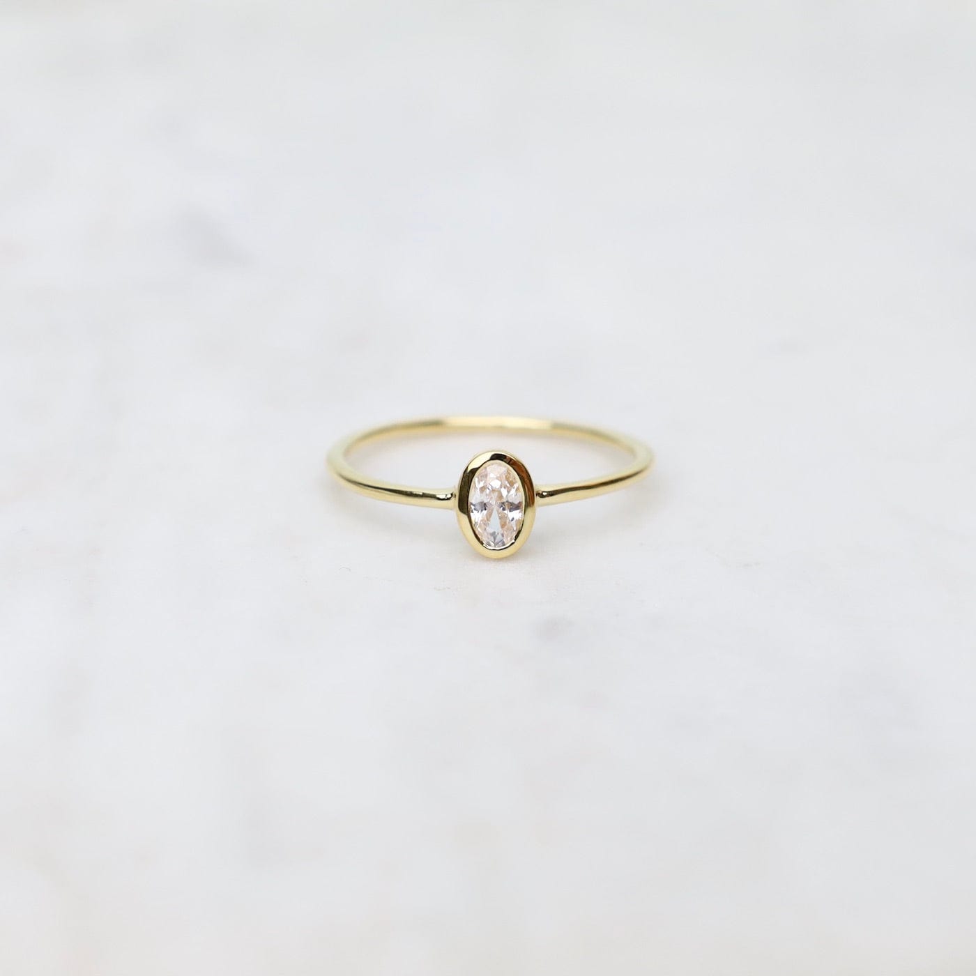 RNG-VERM Gold Vermeil Oval Bezel Set CZ Ring