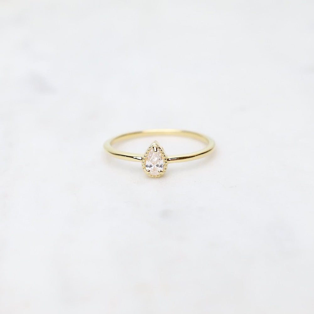 RNG-VERM Gold Vermeil Pear Cut CZ Milgrain Edge Ring