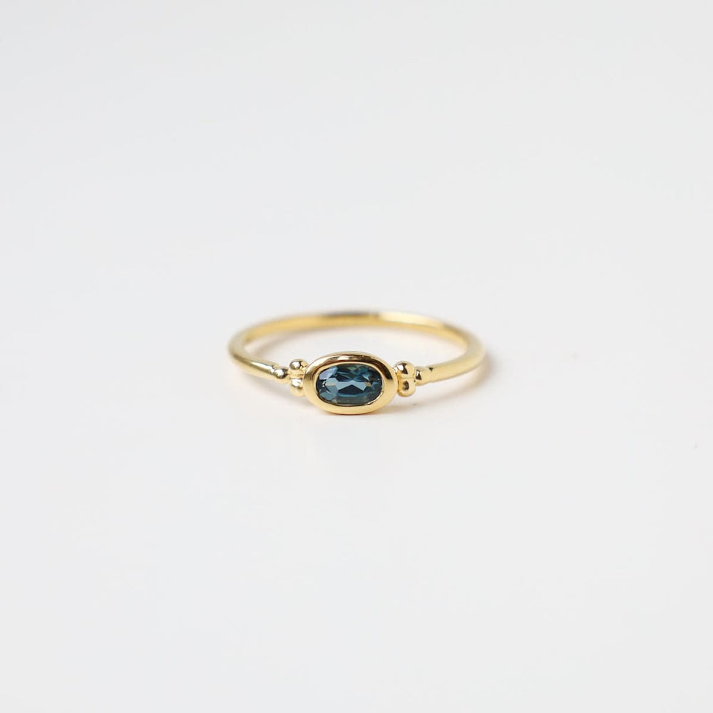 RNG-VRM Bezel Set Oval London Blue Topaz 14k Gold Vermeil Ring