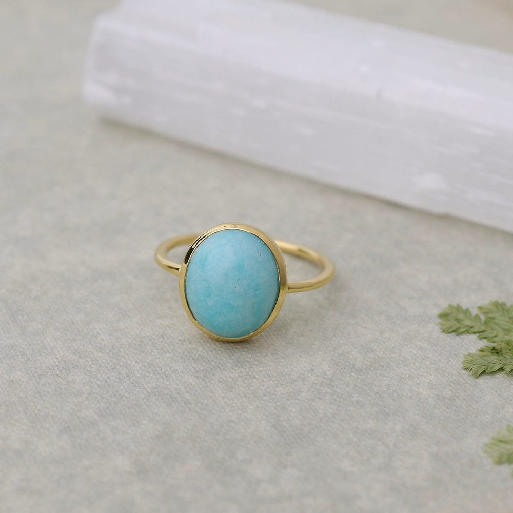 
                  
                    RNG-VRM Simple Bezel-Set Cabochon Amazonite Ring - Gold Vermeil
                  
                