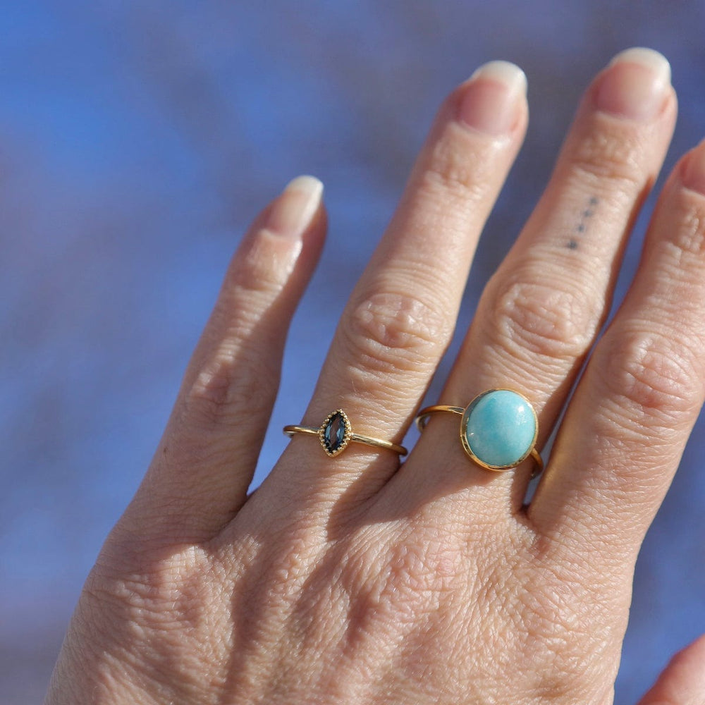 RNG-VRM Simple Bezel-Set Cabochon Amazonite Ring - Gold Vermeil