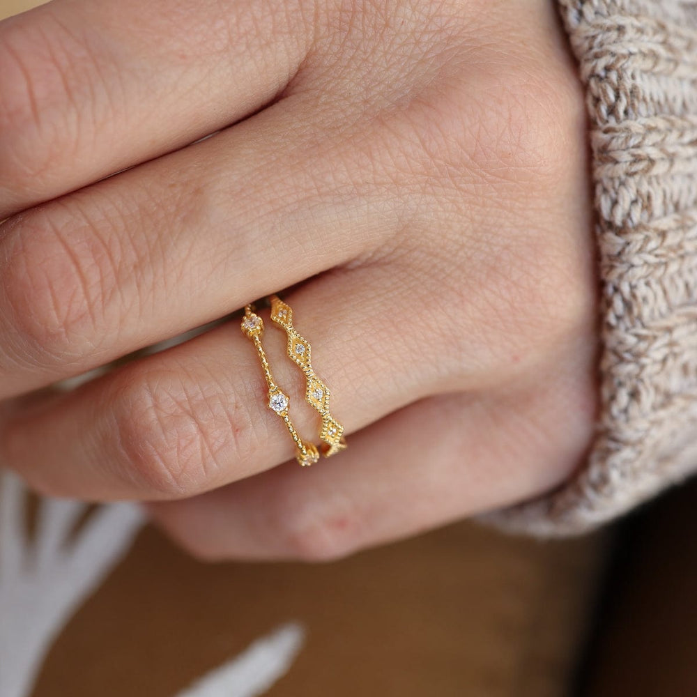
                  
                    RNG-VRM Vintage Tapered Diamond Shapes CZ Stacking Ring
                  
                