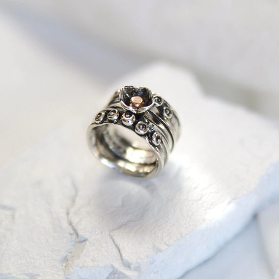 RNG Wide Nordic Ring with Rose Gold Ball in Flower