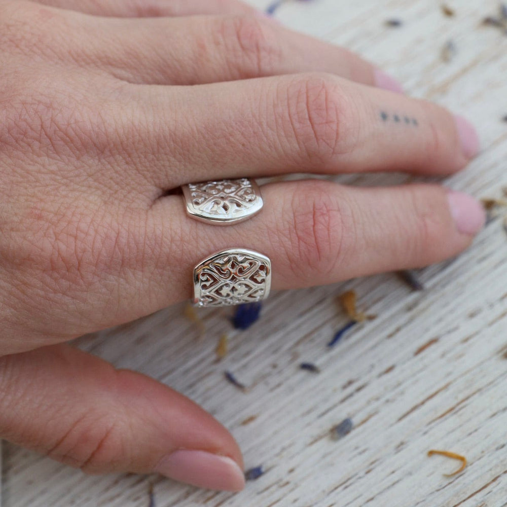 
                  
                    RNG Wide Silver Filigree & Heart Ring - Adjustable
                  
                