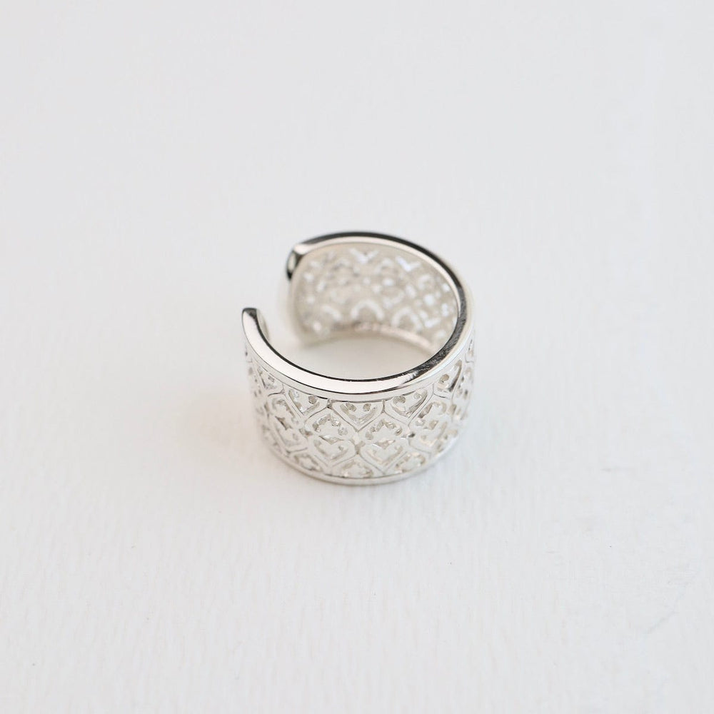 
                  
                    RNG Wide Silver Filigree & Heart Ring - Adjustable
                  
                