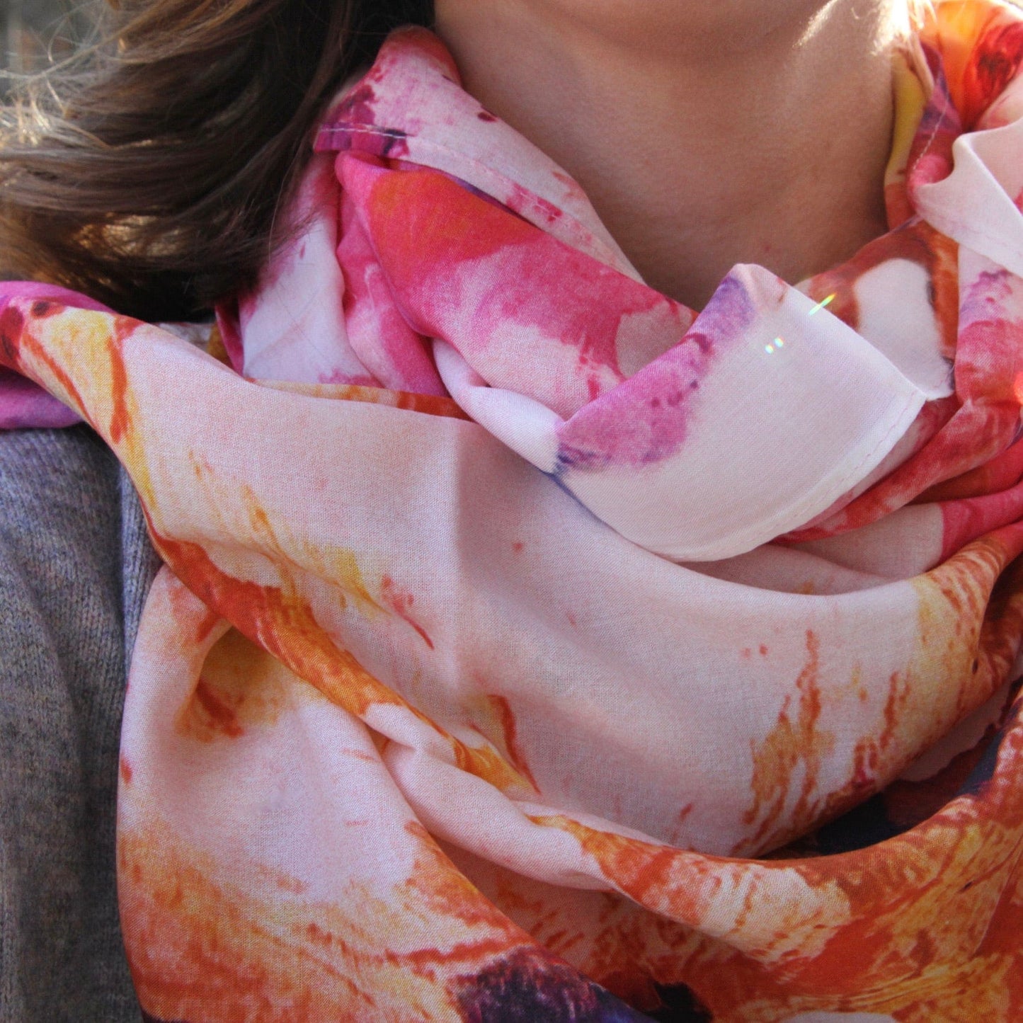 SCRF Abstract Peonies Cotton Scarf