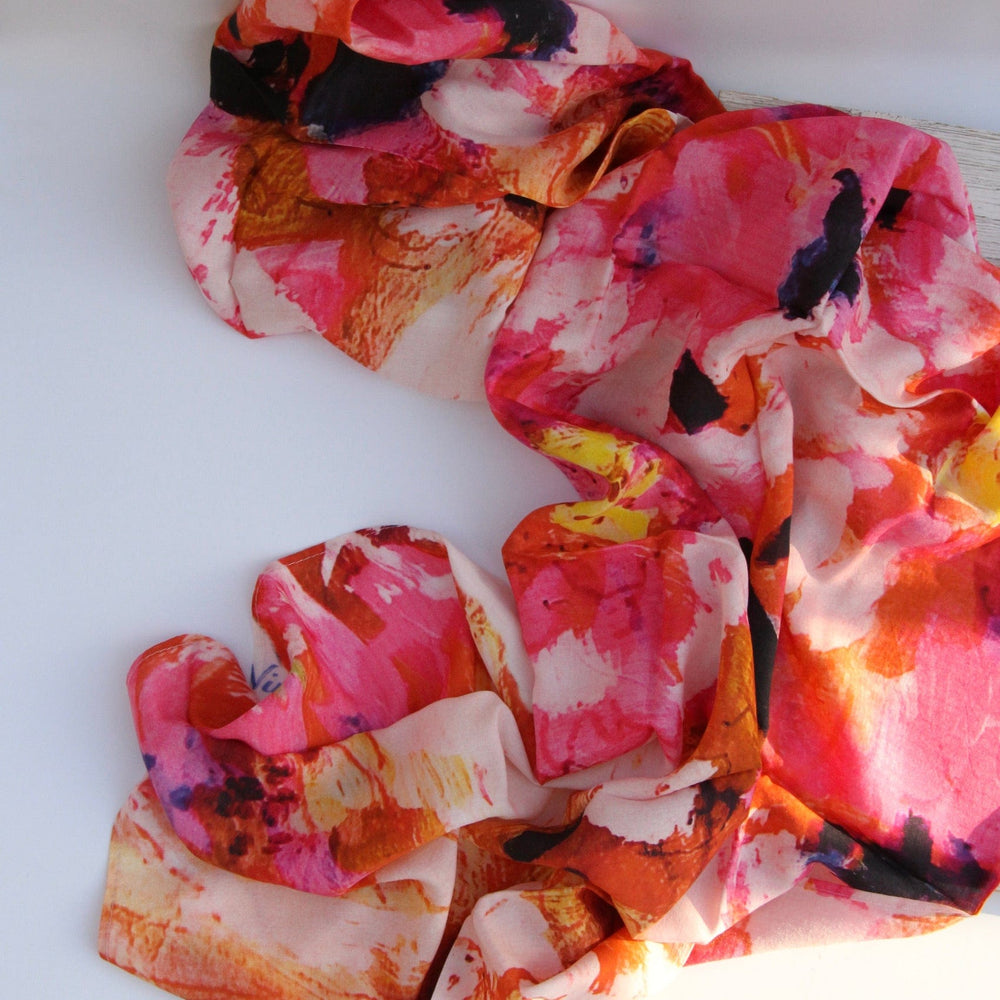 SCRF Abstract Peonies Cotton Scarf