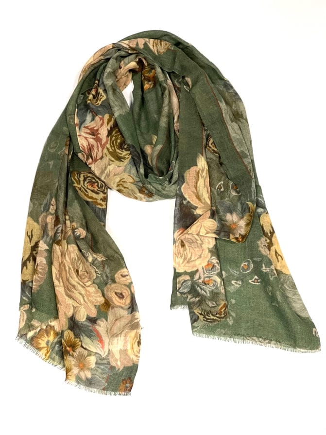 SCRF Amal Wool Silk Scarf/Wrap Olive