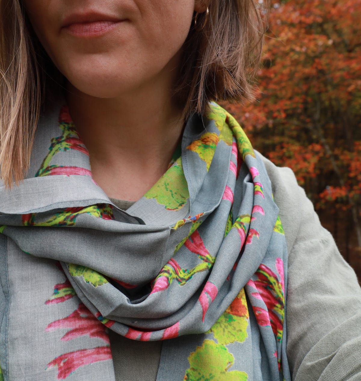 SCRF Autumn Grey `XO` Cotton Scarf