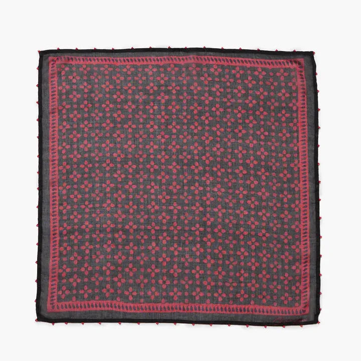 SCRF Beaded Floral Bandana Sapphire 20"x20"