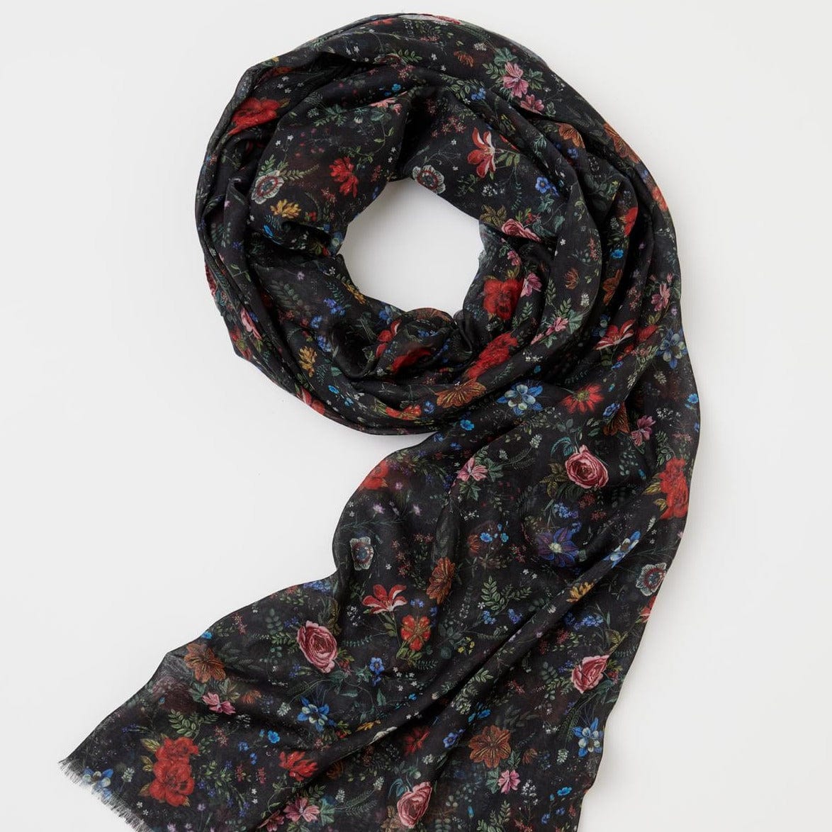 SCRF Black Rambling Floral Lightweight Scarf