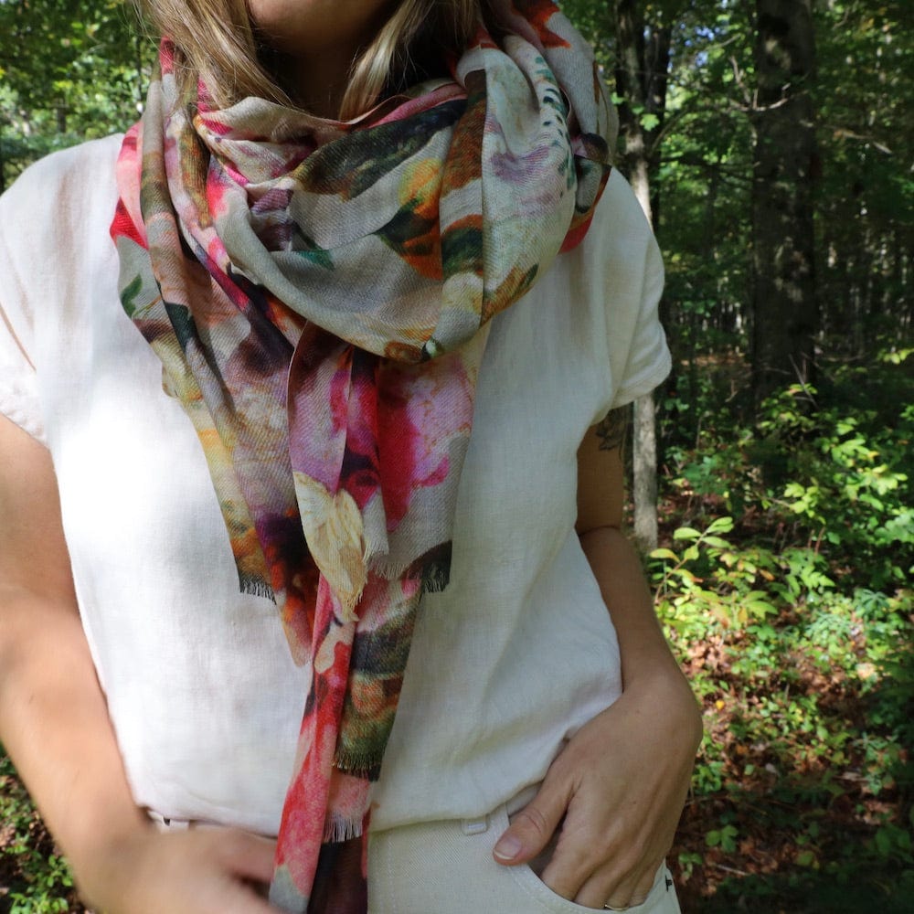 
                      
                        SCRF Bloom Wool Modal Scarf - Grey-Pink Floral
                      
                    