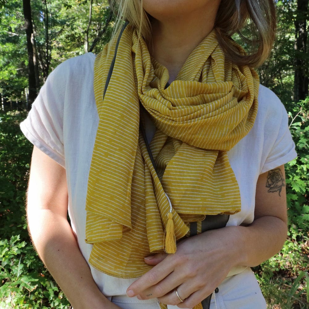 
                  
                    SCRF Cotton Scarf - Mustard & Grey with Tassels
                  
                