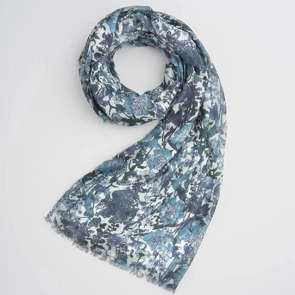 SCRF Deco Bloom Blue Lightweight Scarf