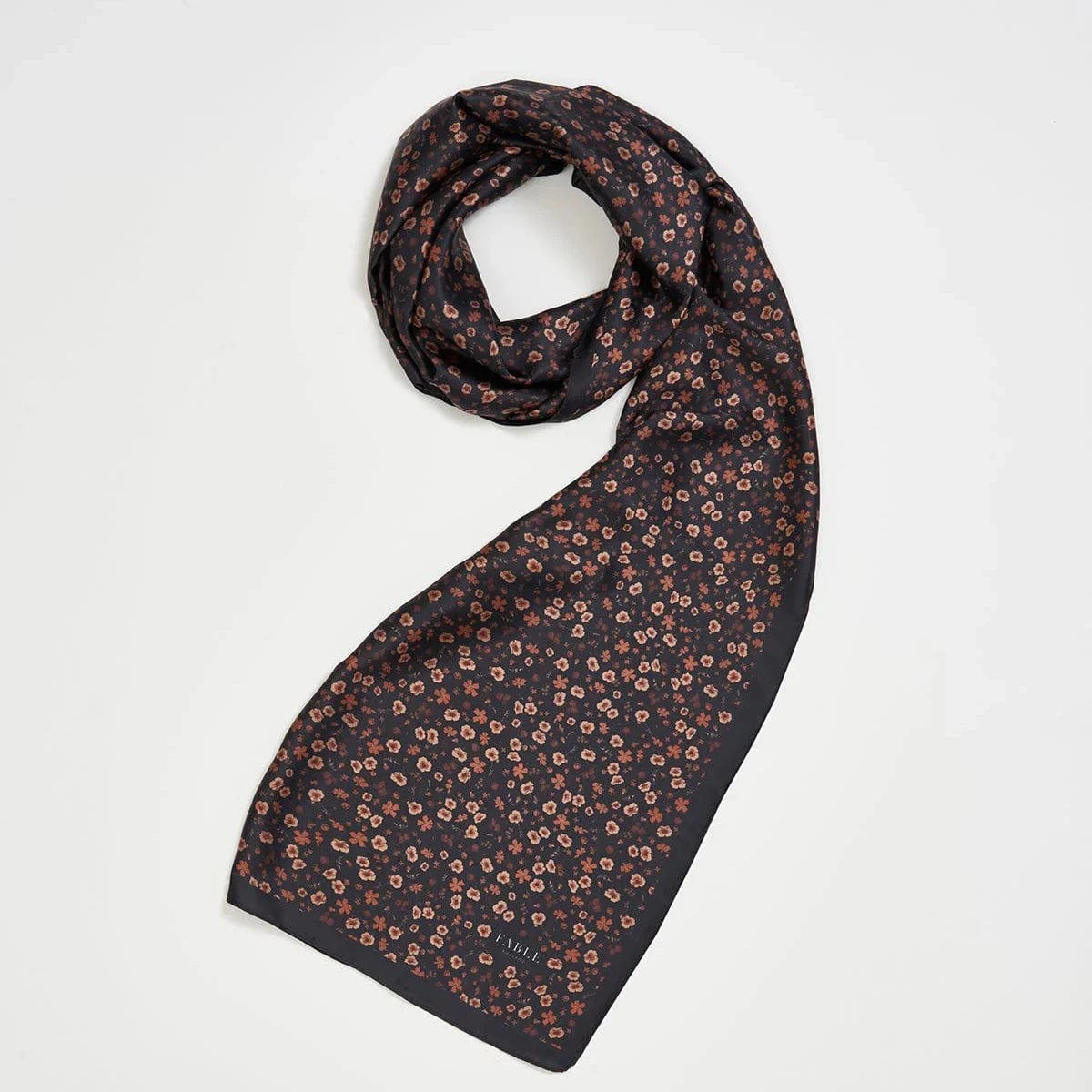 SCRF Deco Bloom Silky Lightweight Black Scarf