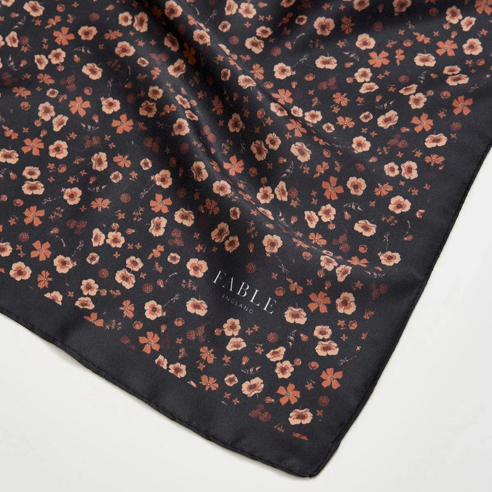 SCRF Deco Bloom Silky Lightweight Black Scarf