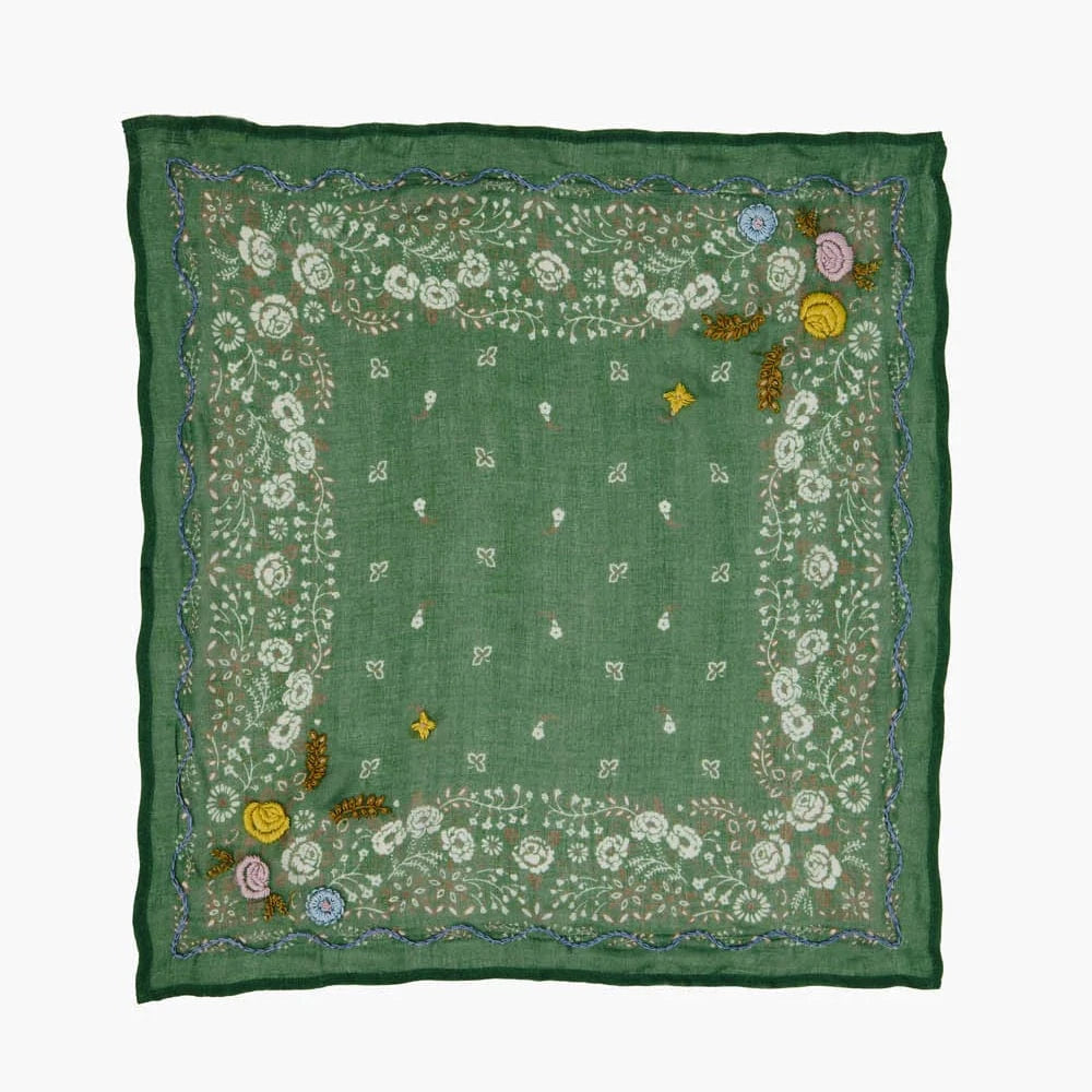 SCRF Embroidered Floral Bandana English Ivy