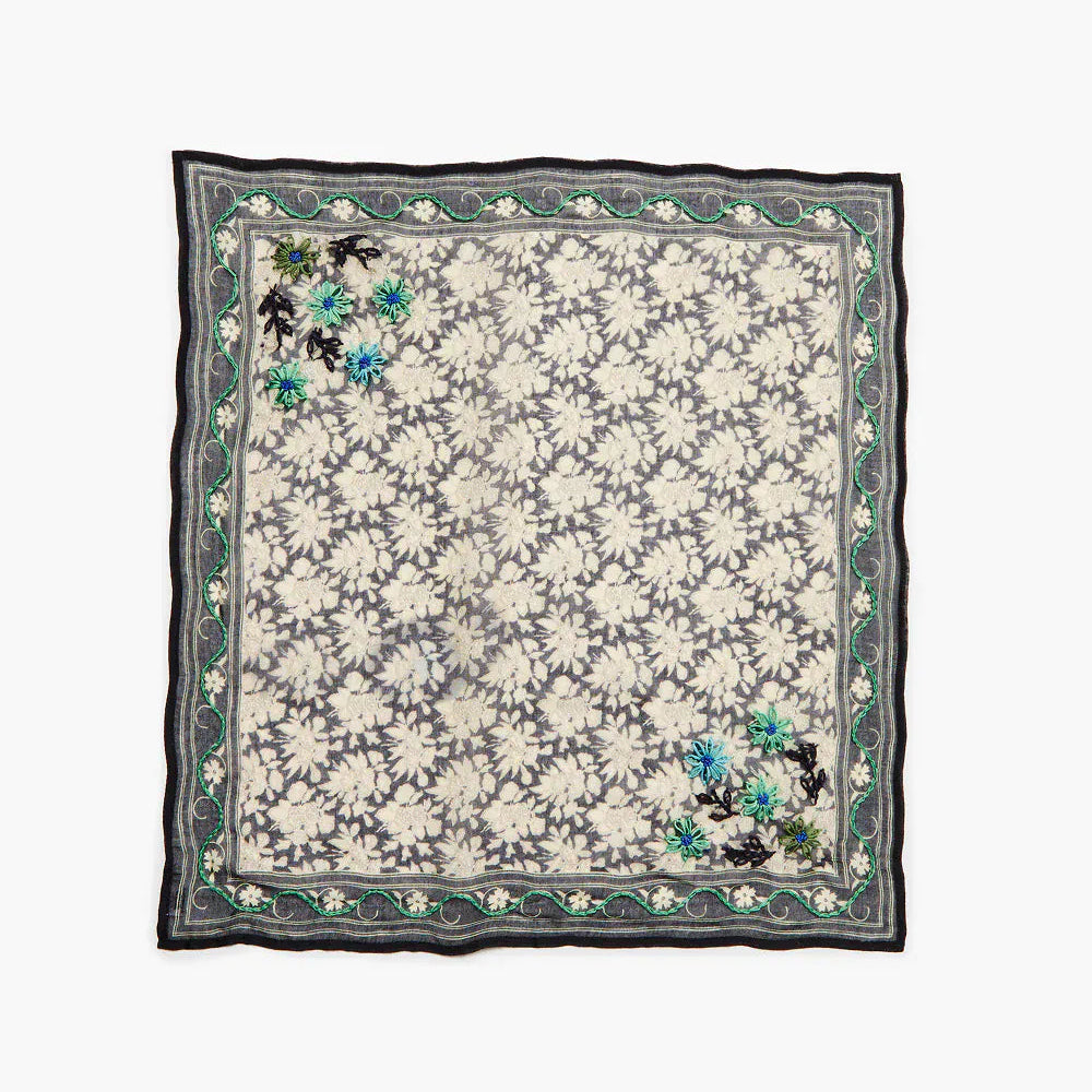 SCRF Embroidered Floral Bandana Ink