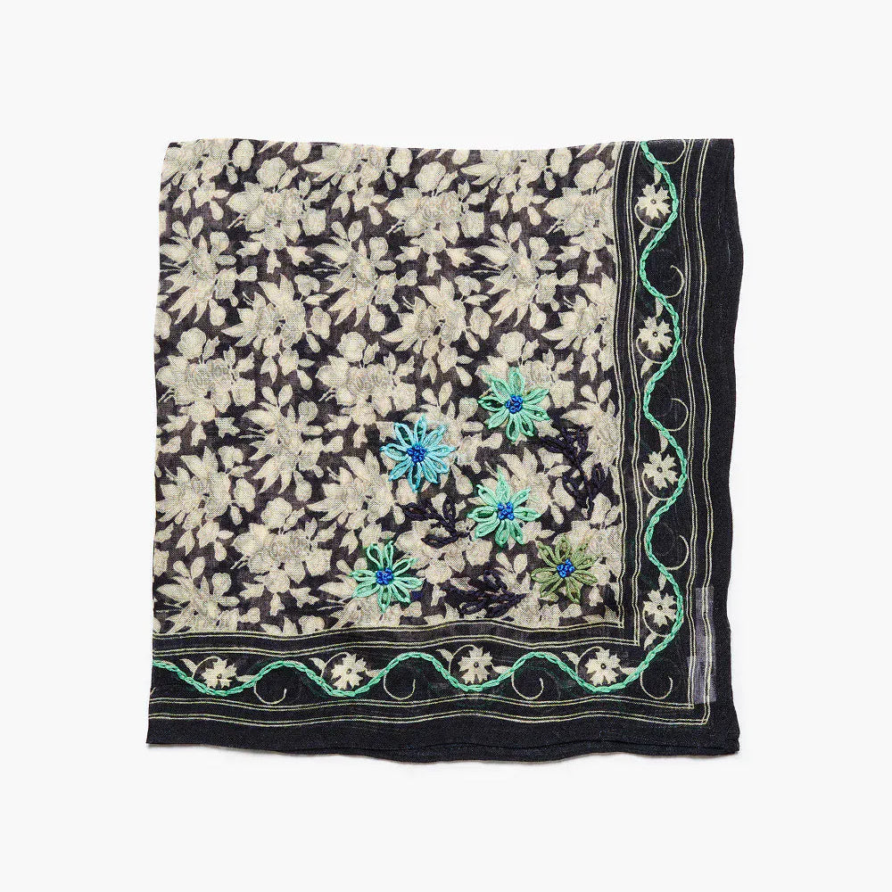 SCRF Embroidered Floral Bandana Ink