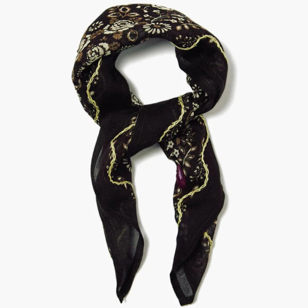 SCRF Embroidered Floral Bandana Jet Black