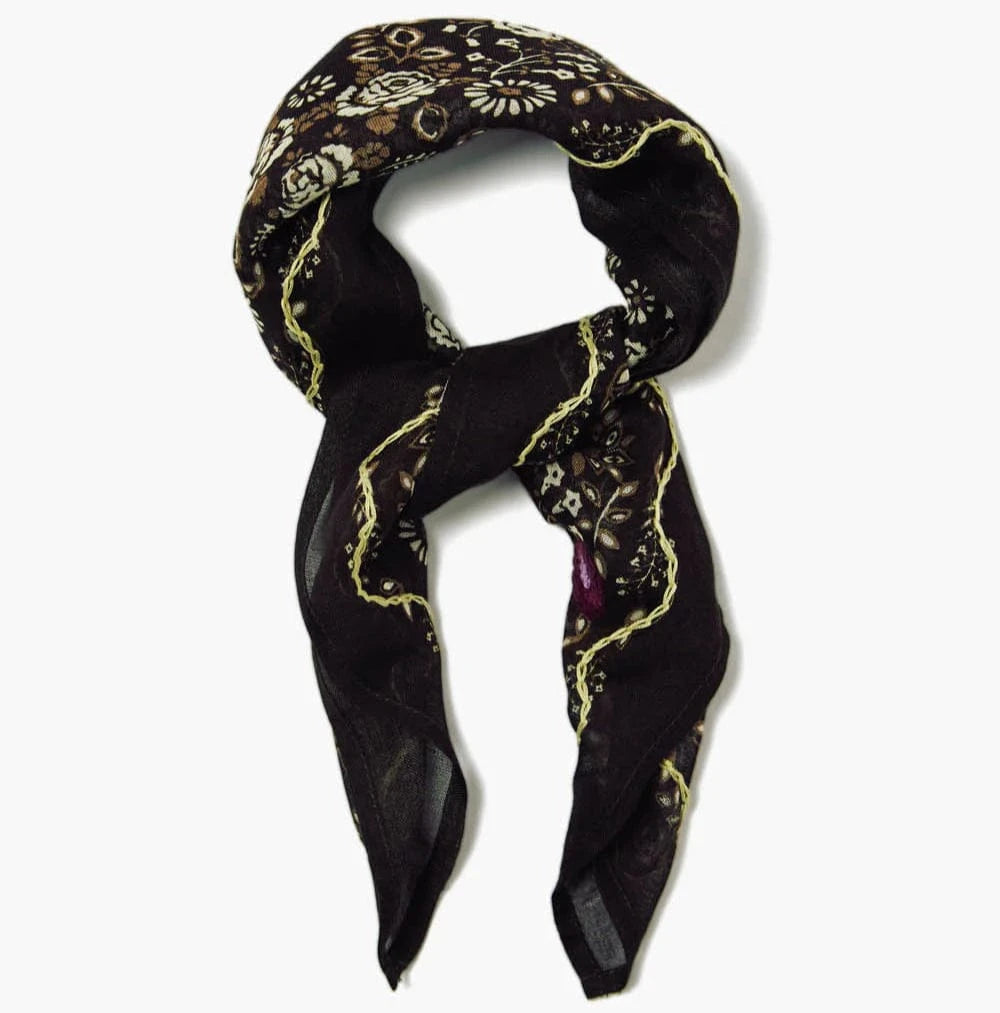 SCRF Embroidered Floral Bandana Jet Black