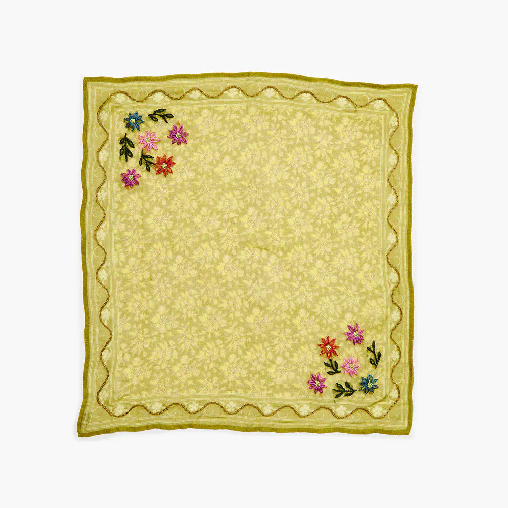 SCRF Embroidered Floral Bandana Mustard
